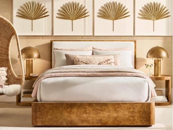 Luxury Burl Wood Round Bedside Table Mesa de cabeceira redonda de madeira de luxo