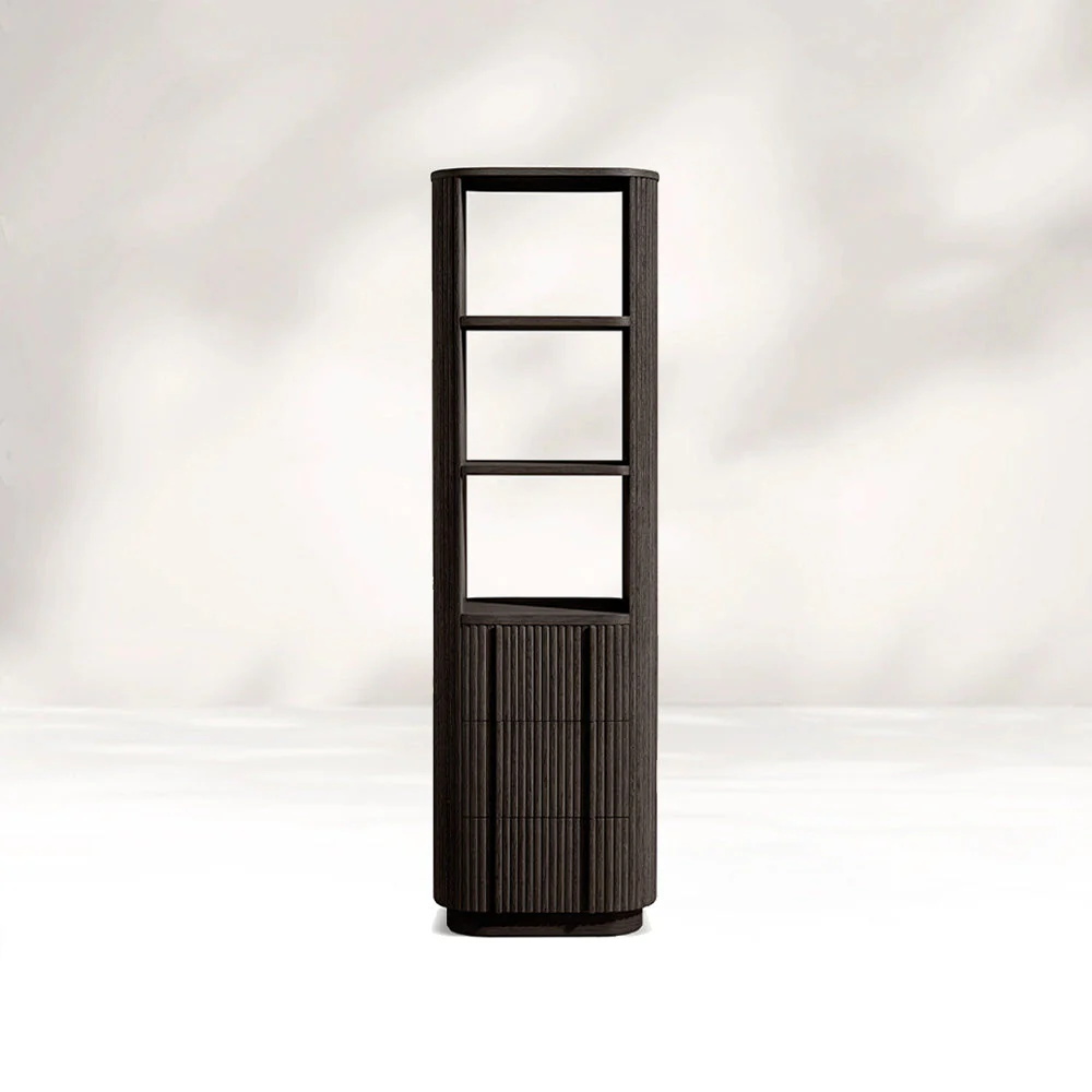 Prateleira de armazenamento único de madeira clara de grãos naturais