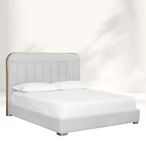 Cama de estofamento cinza claro moderno