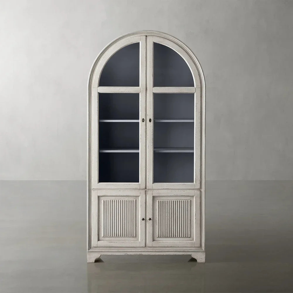 Armário de vidro de serenidade de carvalho branco