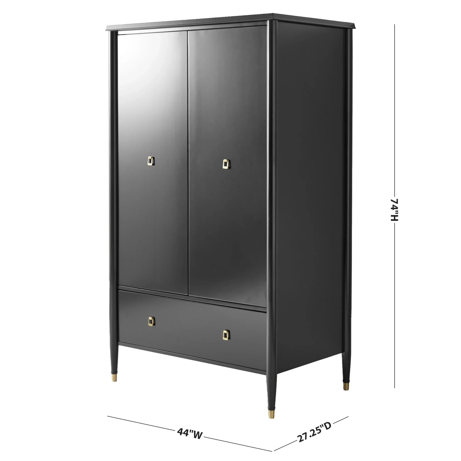 Double - Porta Black Storage Gabinet com gaveta