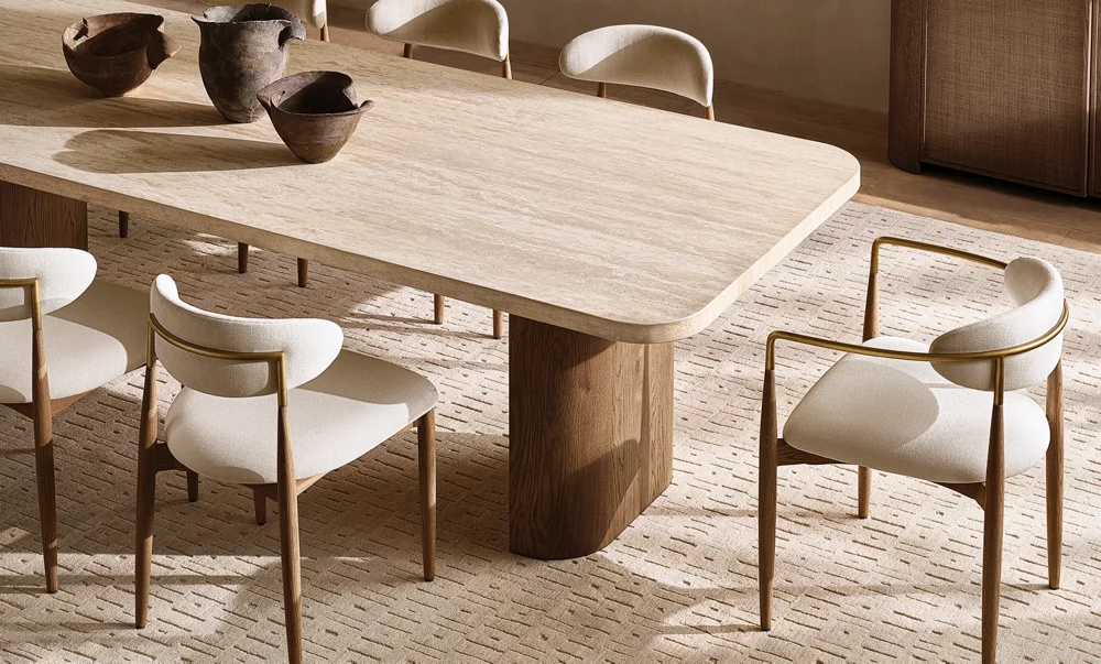 Mesa de jantar retangular de carvalho