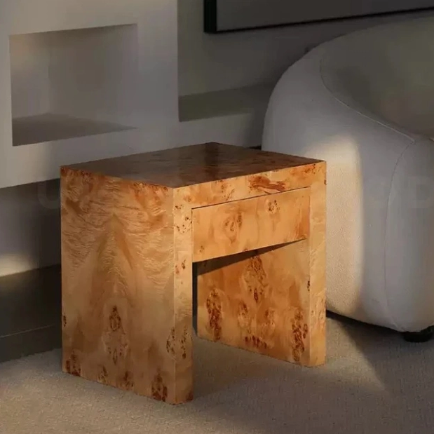  Mesa lateral de madeira sólida estilo Wabi-Sabi