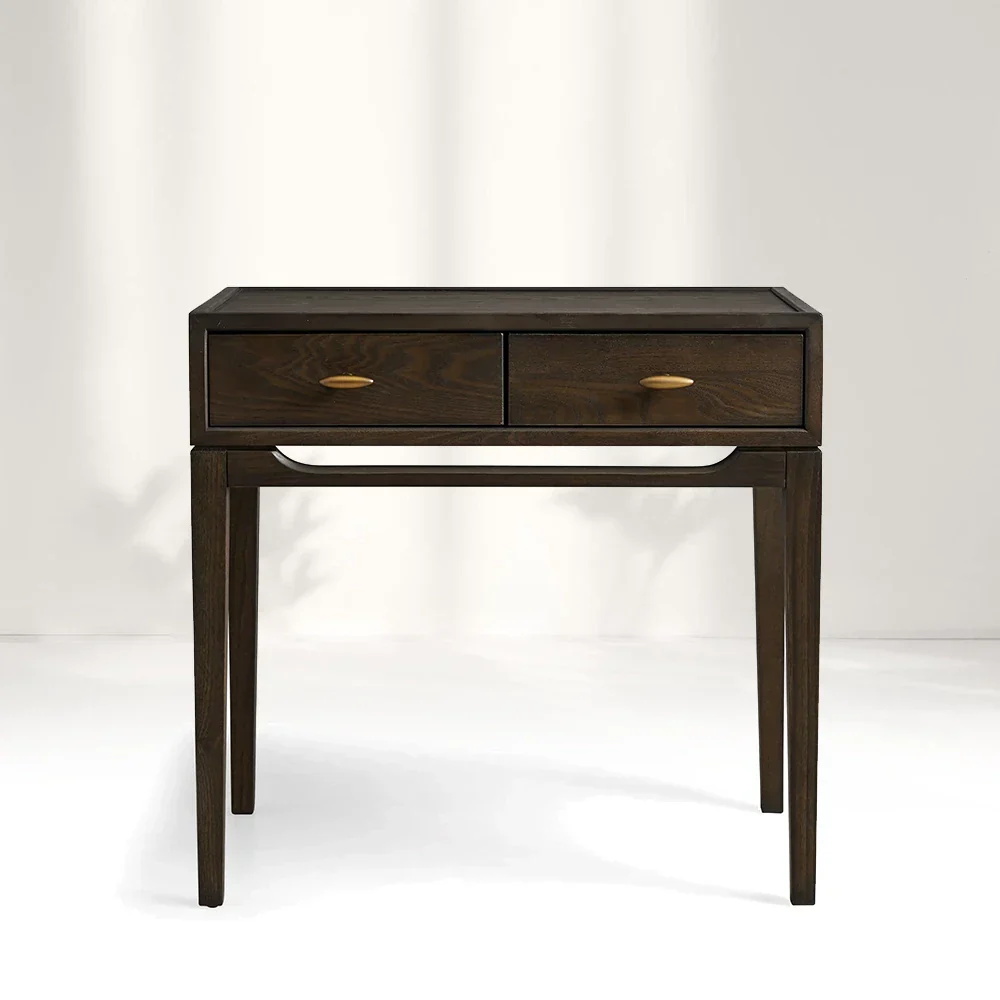 Mesa de cabeceira simples de dois puxadores