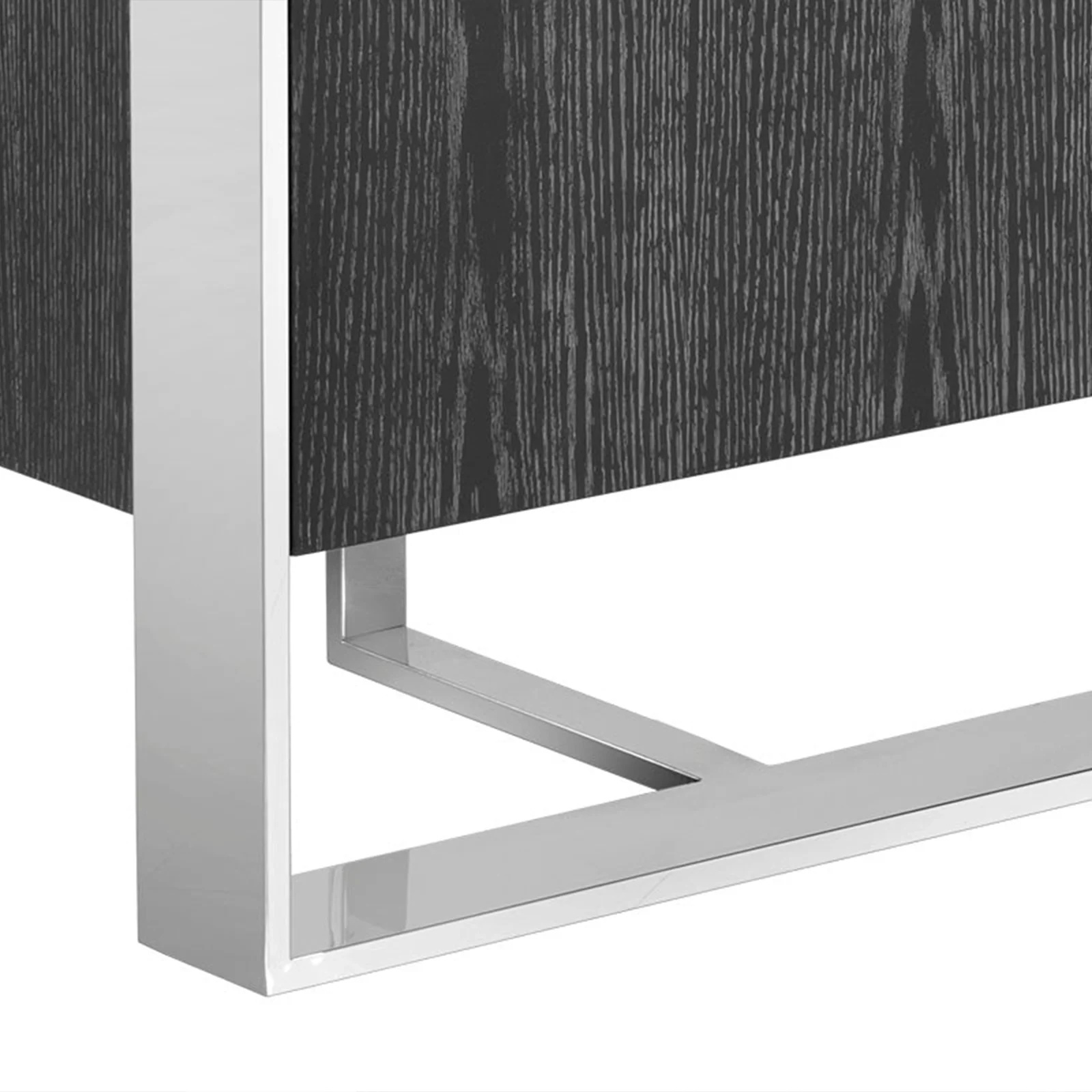 Aparador de madeira maci&ccedil;a com moldura de metal moderno