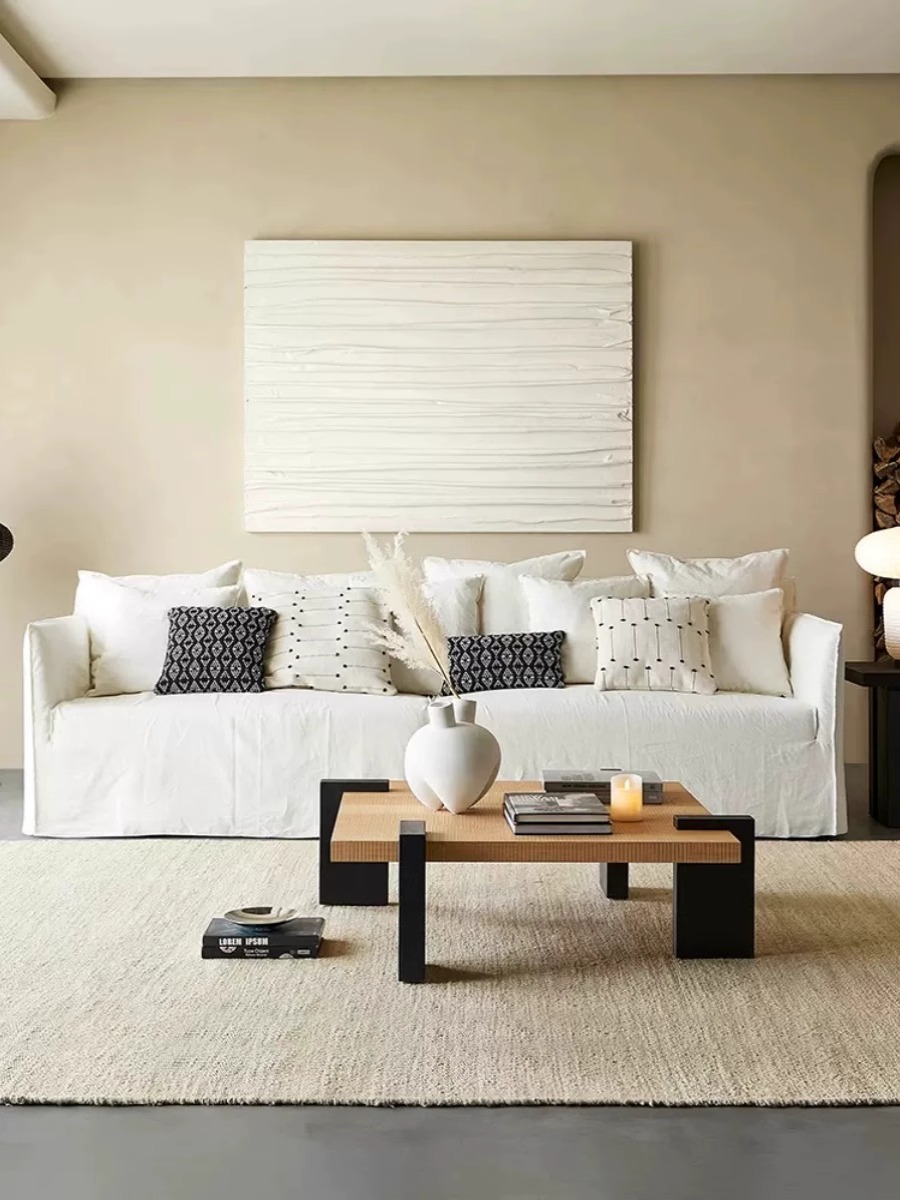 Sofá simples de tecido de linho de estilo japonês