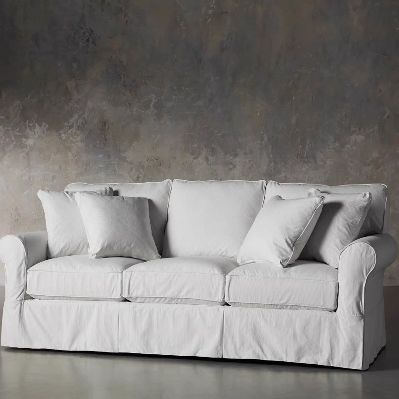 Sofá de tecido lavável de linho