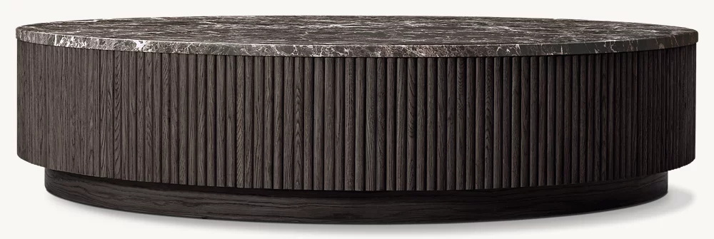 Mesa de café redondo de pedestal de pedra