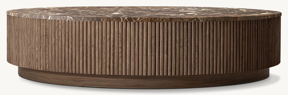 Mesa de café redondo de pedestal de pedra