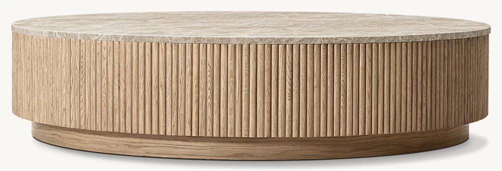 Mesa de café redondo de pedestal de pedra