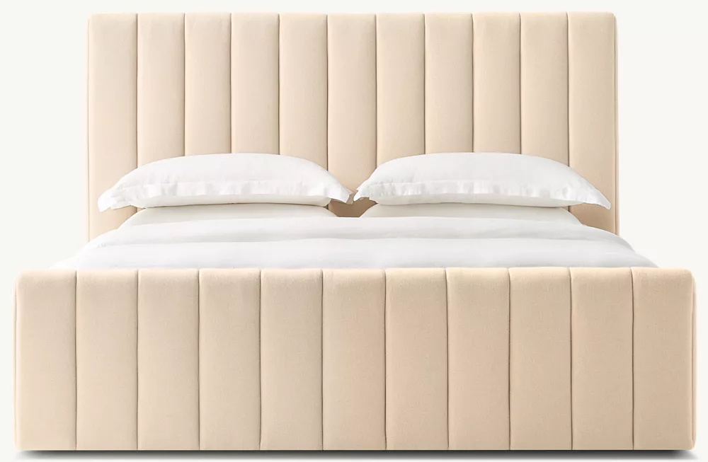  Cama de plataforma de painel de tecido com Footboard