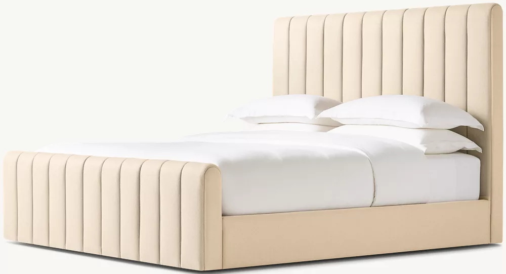  Cama de plataforma de painel de tecido com Footboard