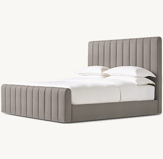  Cama de plataforma de painel de tecido com Footboard