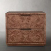 Luxo Burl Wood and Leather Night Table