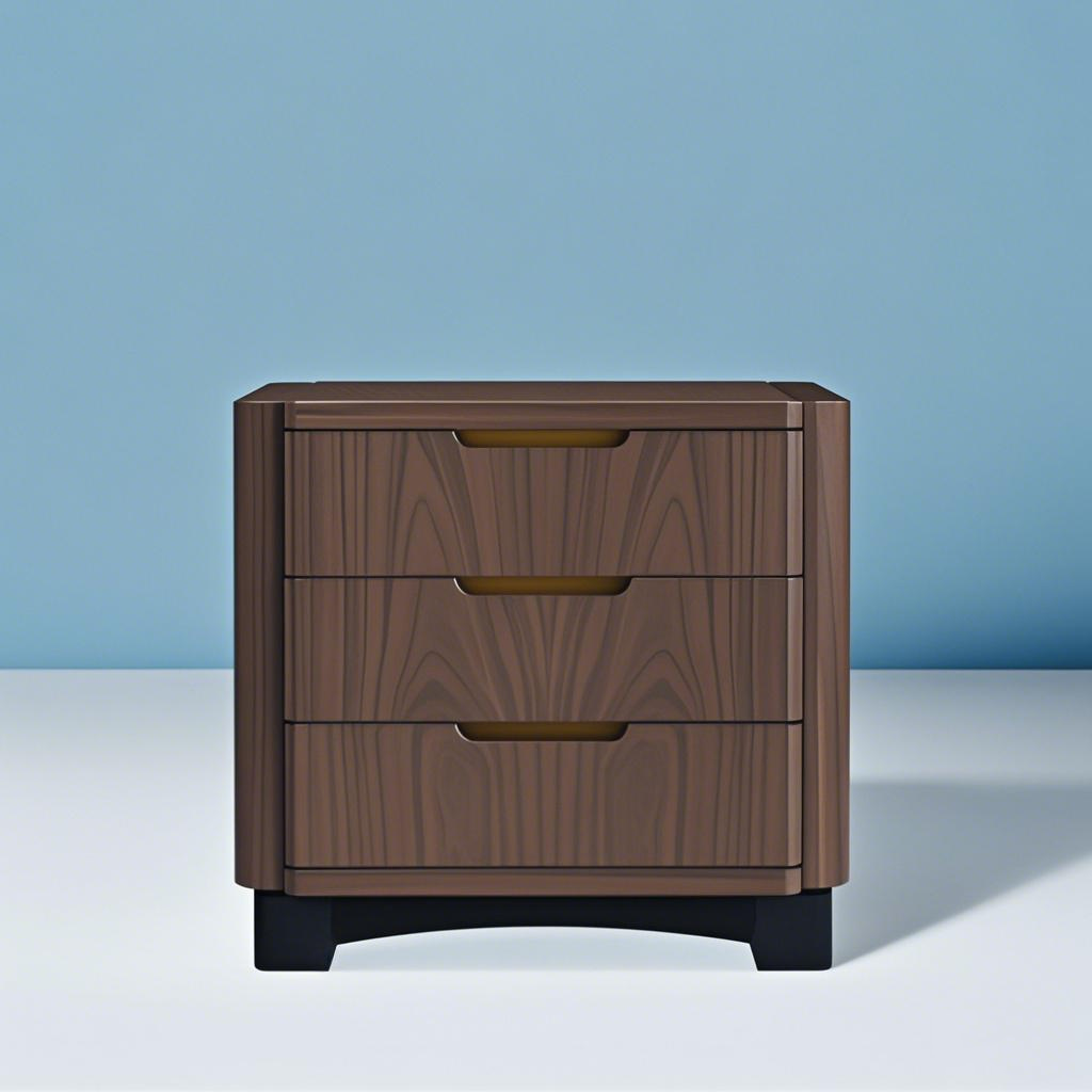 Mesa de cabeceira de três gordura de cor de bobina de carvalho