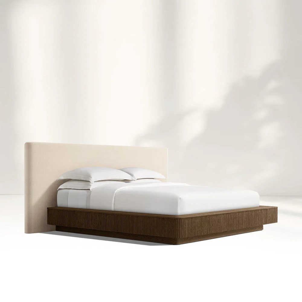 Estrutura de cama de madeira estendida com base de tecido