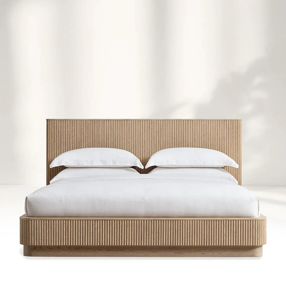 Vertical - cama de madeira de cabeceira ranhurada