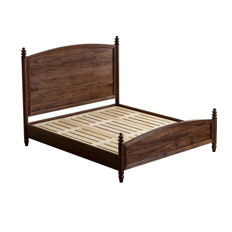 Cama de madeira maciça de nogueira preta