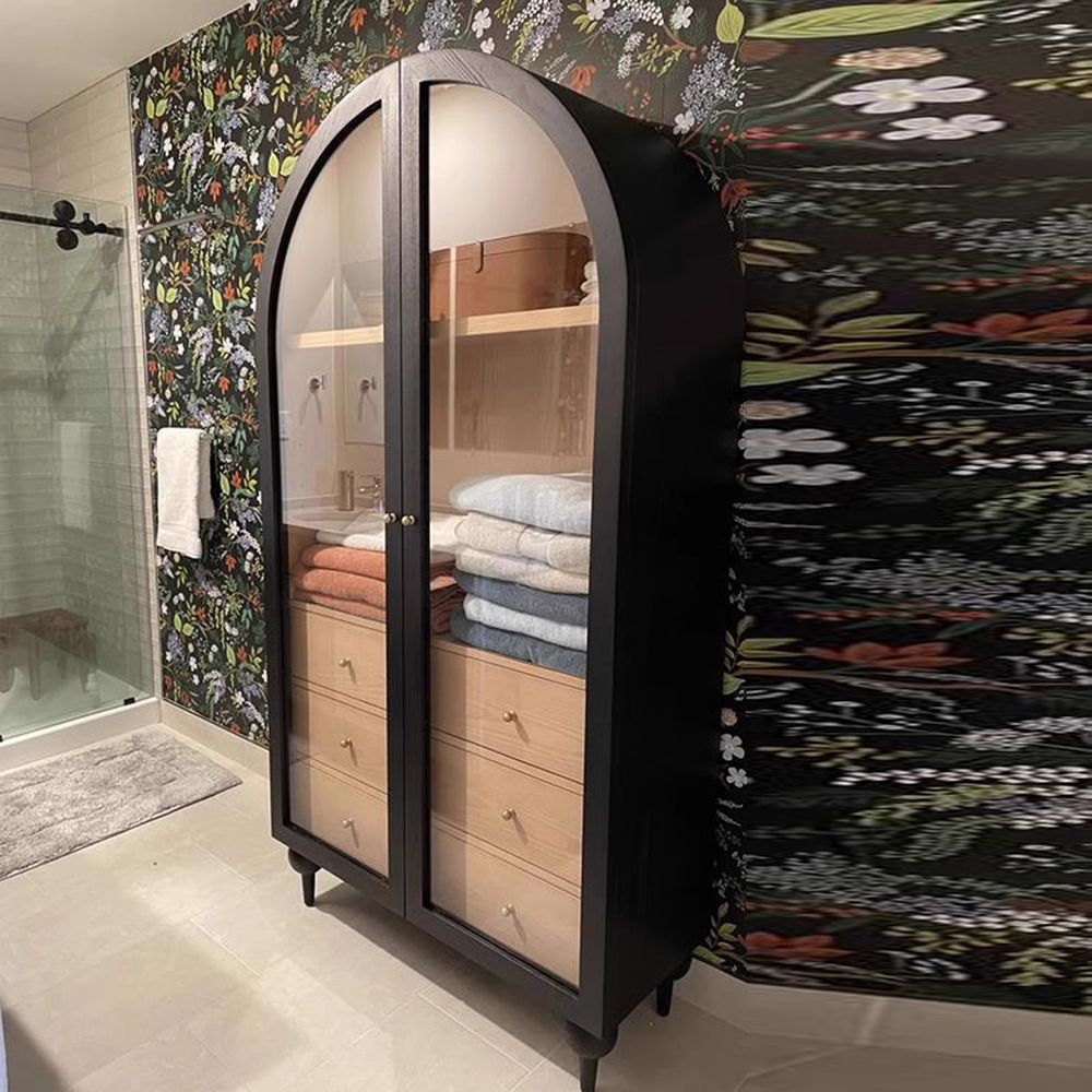 Armário com portas de vidro estudam móveis