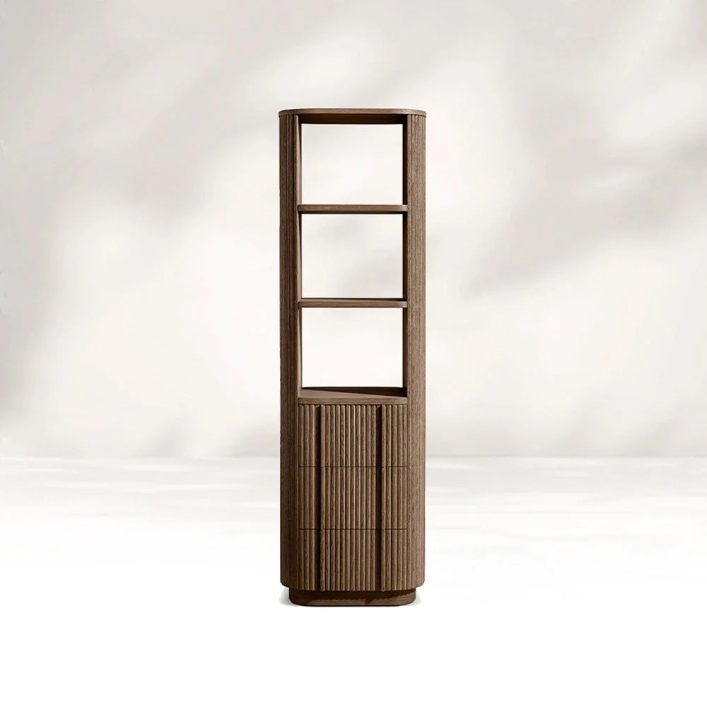 Prateleira de armazenamento único de madeira clara de grãos naturais