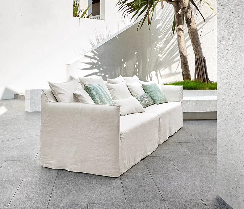 Sofá simples de tecido de linho de estilo japonês