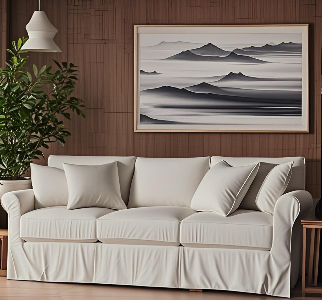 Sofá de tecido lavável de linho