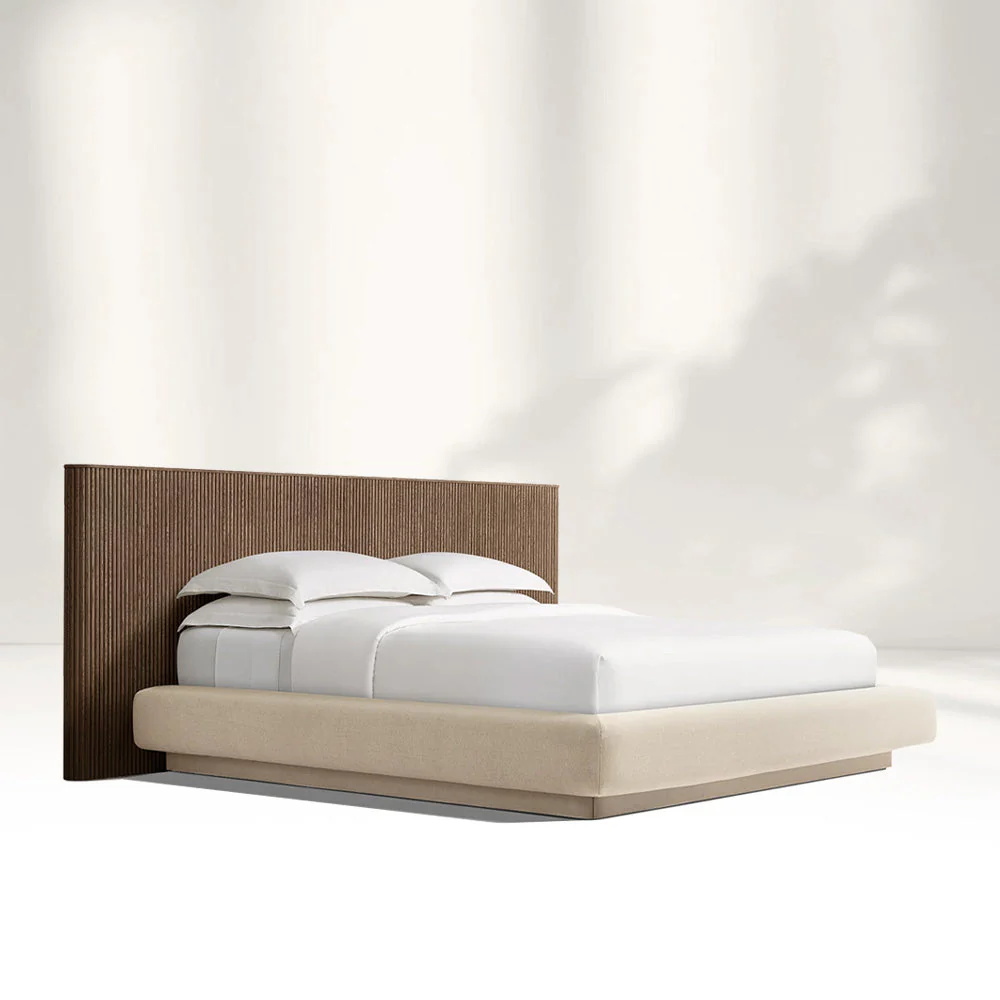 Estrutura de cama de madeira estendida com base de tecido