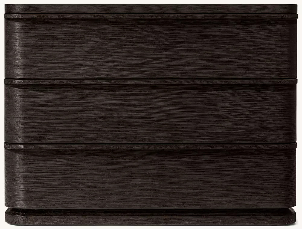 Mesa de cabeceira de três punhos de madeira simples