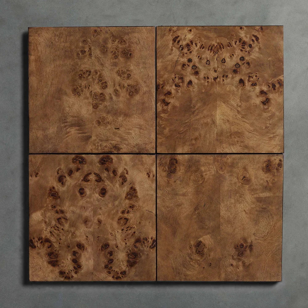 Luxo Burl Wood and Leather Night Table