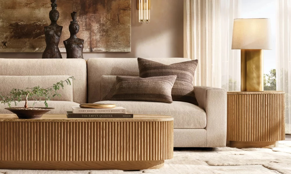 Mesa de café à base de pedra quadrada