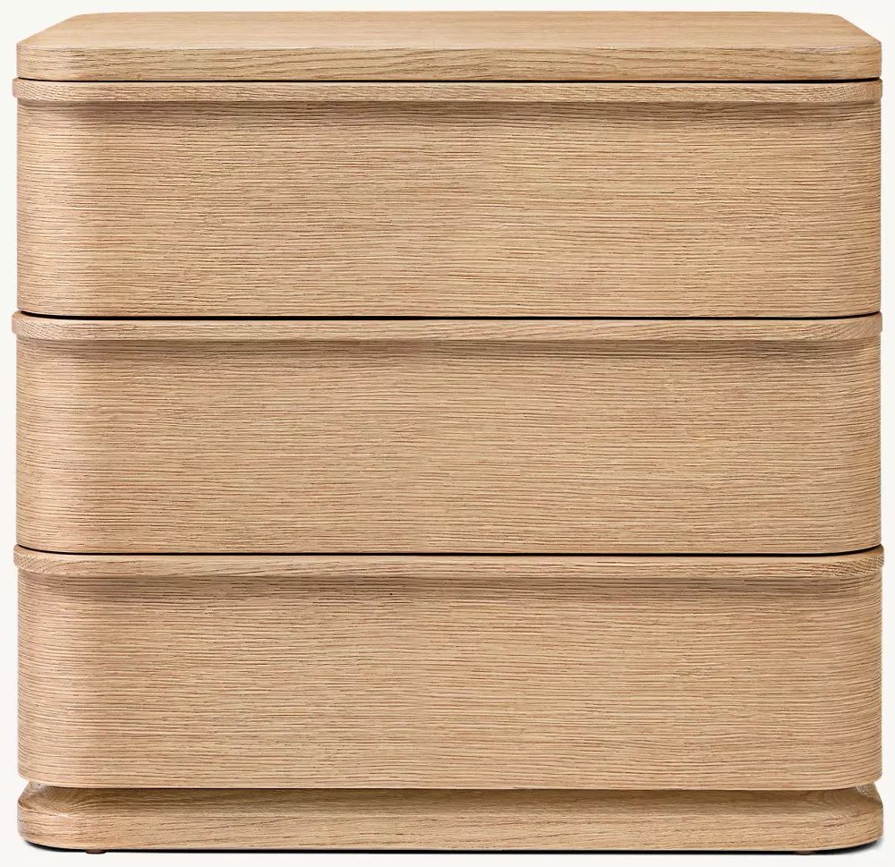 Mesa de cabeceira de três punhos de madeira simples