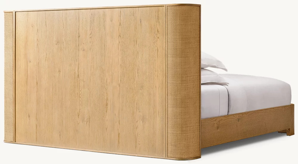 Cama de casal de madeira sólida americana