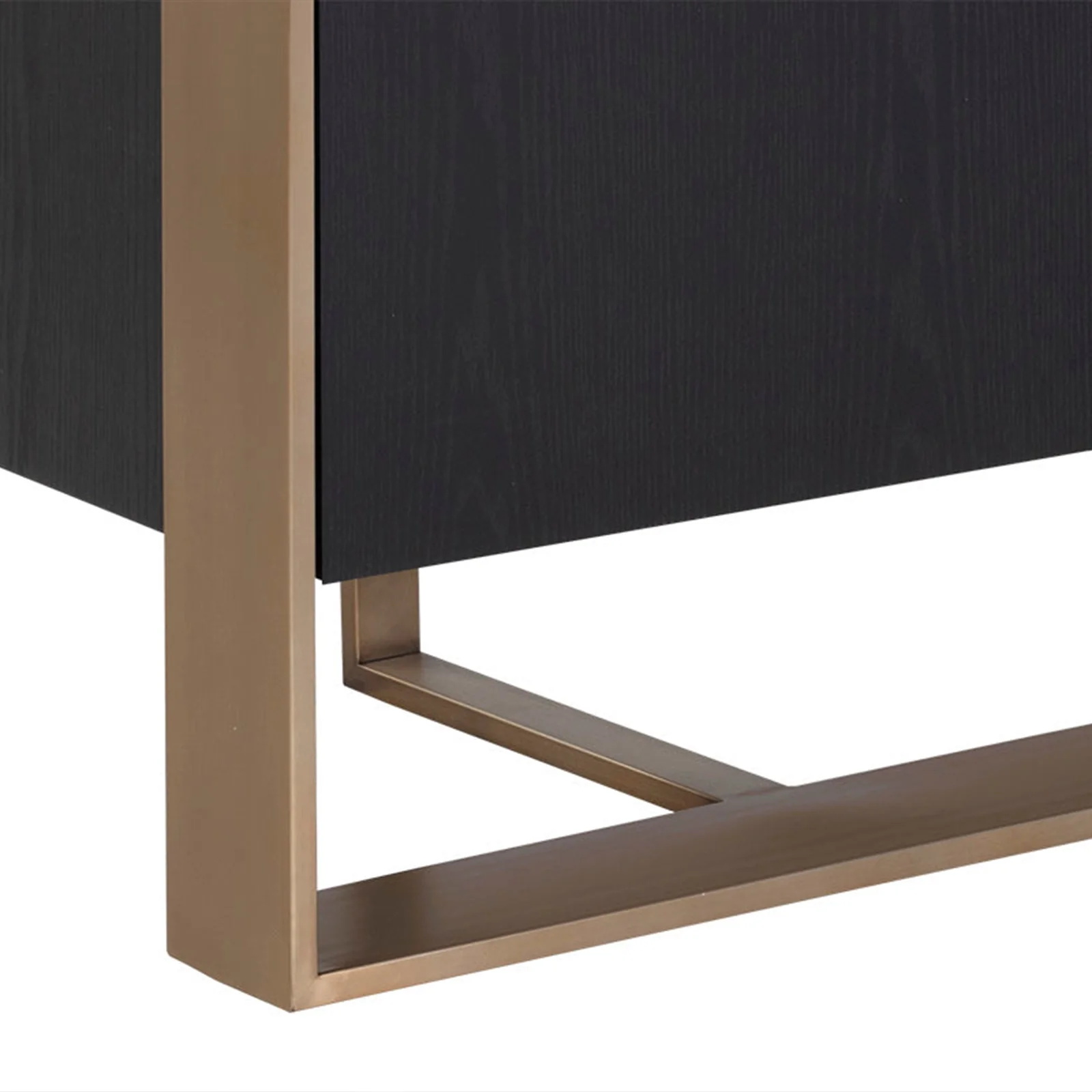 Aparador de madeira maci&ccedil;a com moldura de metal moderno