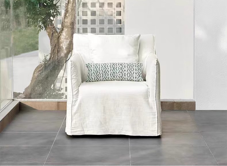 Sofá simples de tecido de linho de estilo japonês