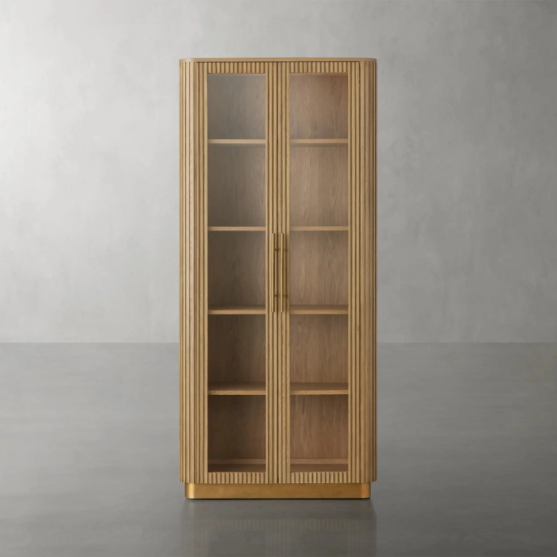 Moderno - Armário de exibição de madeira escura de madeira escura