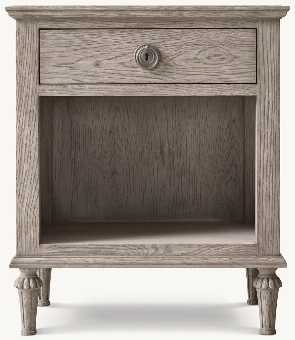 Mesa de cabeceira de vime e madeira