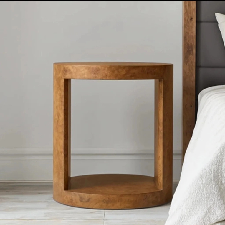 Mesa de cabeceira redonda de madeira de luxo
