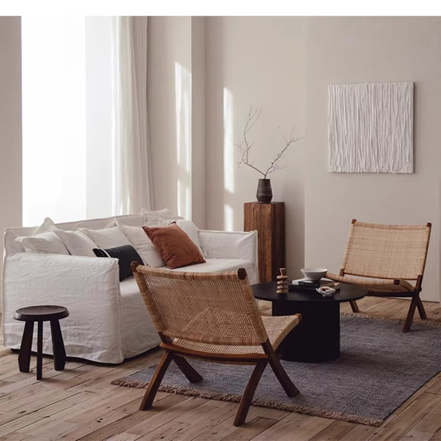 Creme - Sofá de lounge da sala de estar de estilo