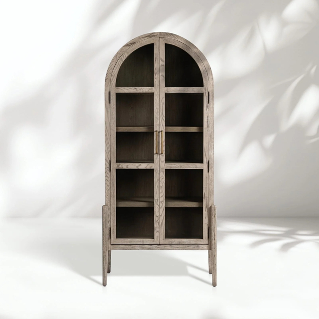 Oak Arch - Top Glass - Bookcase Door