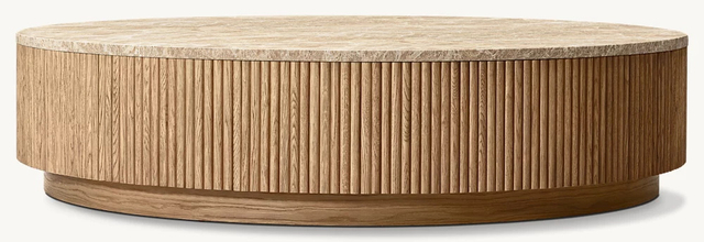 Mesa de café redondo de pedestal de pedra