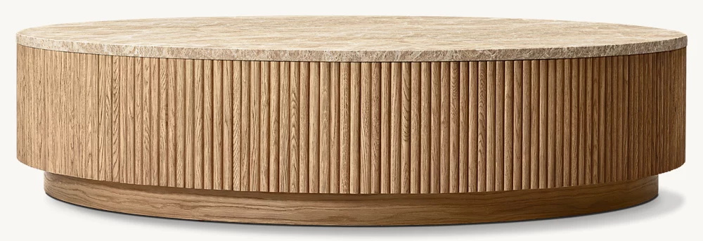 Mesa de café redondo de pedestal de pedra