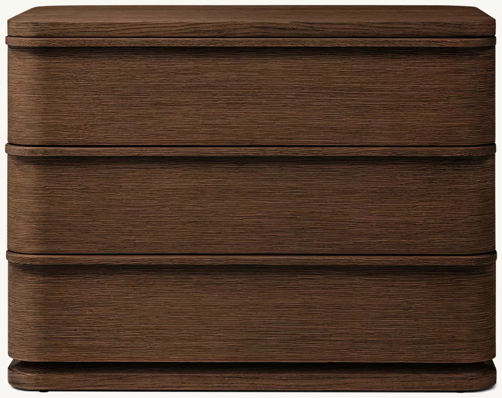 Mesa de cabeceira de três punhos de madeira simples