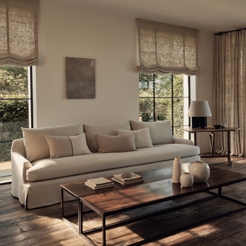 Sofá de tecido lavável no estilo zen