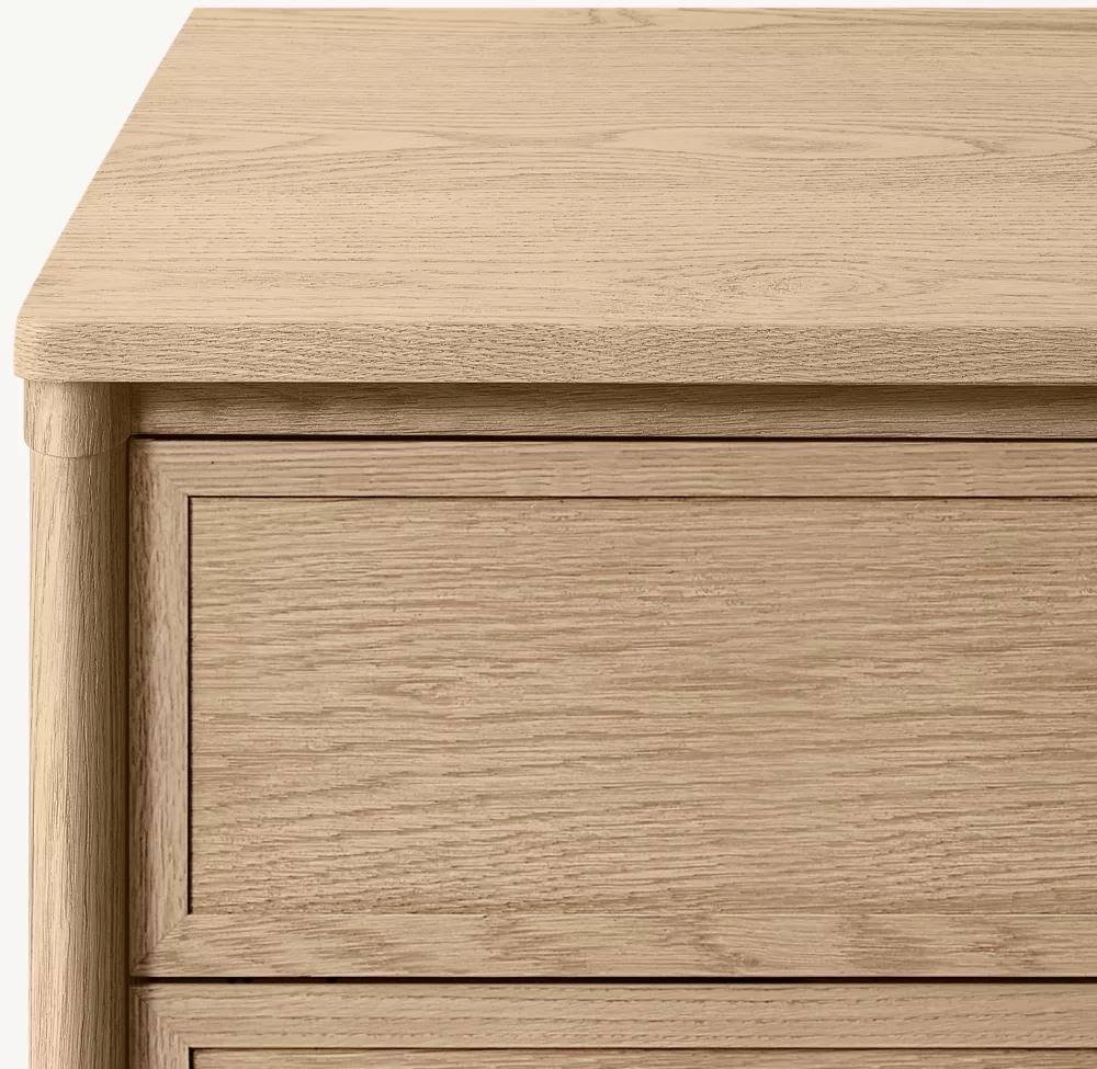 Cômoda com seis gavetas em carvalho branco estampado