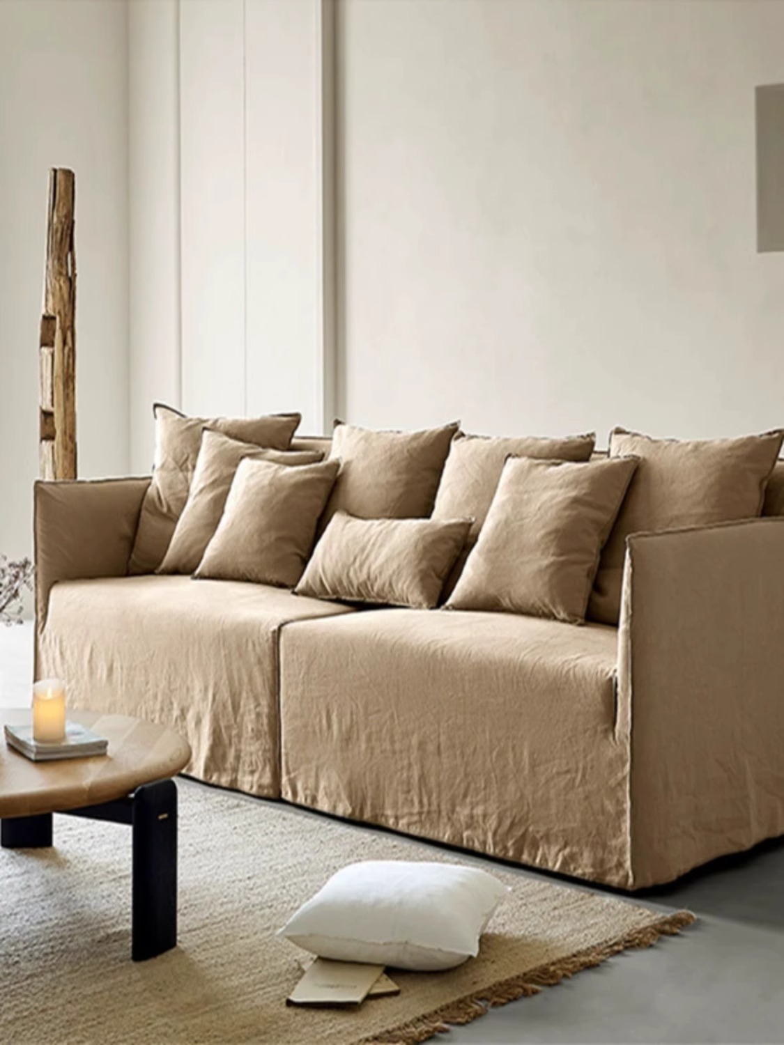 Sofá simples de tecido de linho de estilo japonês