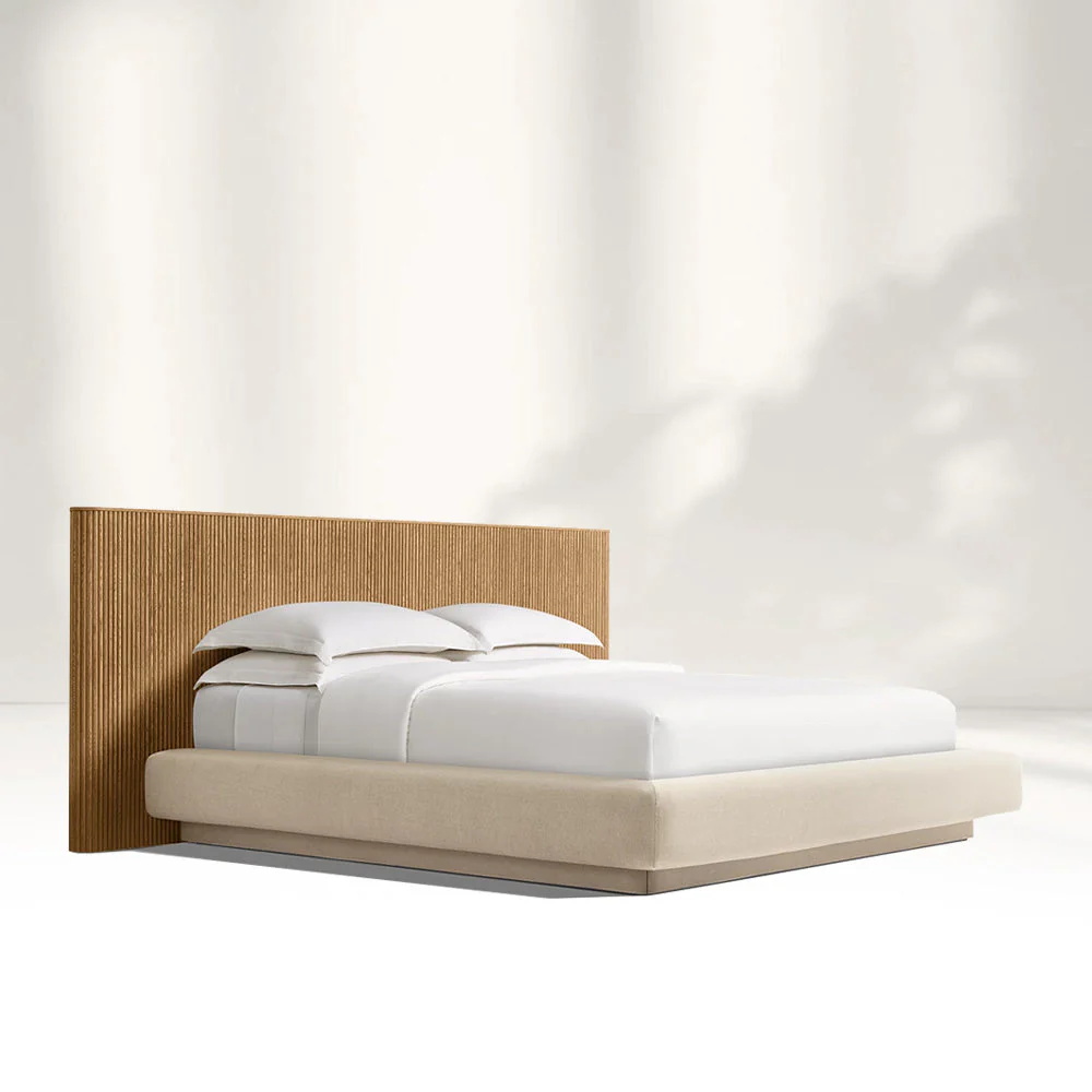 Estrutura de cama de madeira estendida com base de tecido