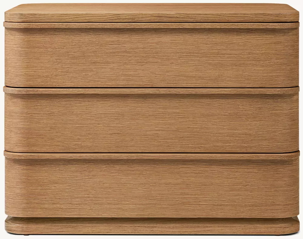 Mesa de cabeceira de três punhos de madeira simples