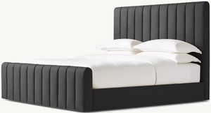  Cama de plataforma de painel de tecido com Footboard