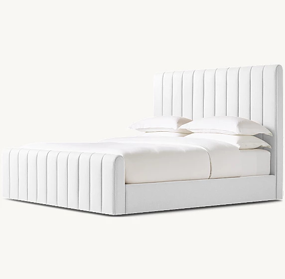  Cama de plataforma de painel de tecido com Footboard