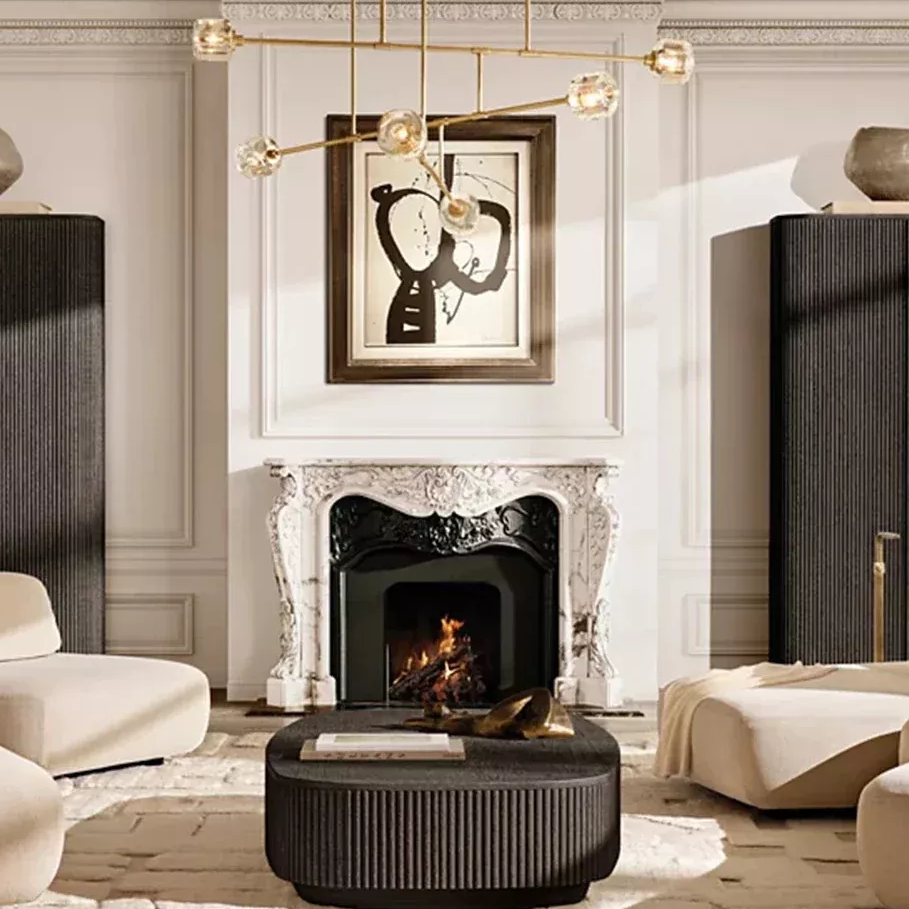 Renovação de charme de madeira: a decodificação estética espacial da mesa de café de padrão vertical bege leve